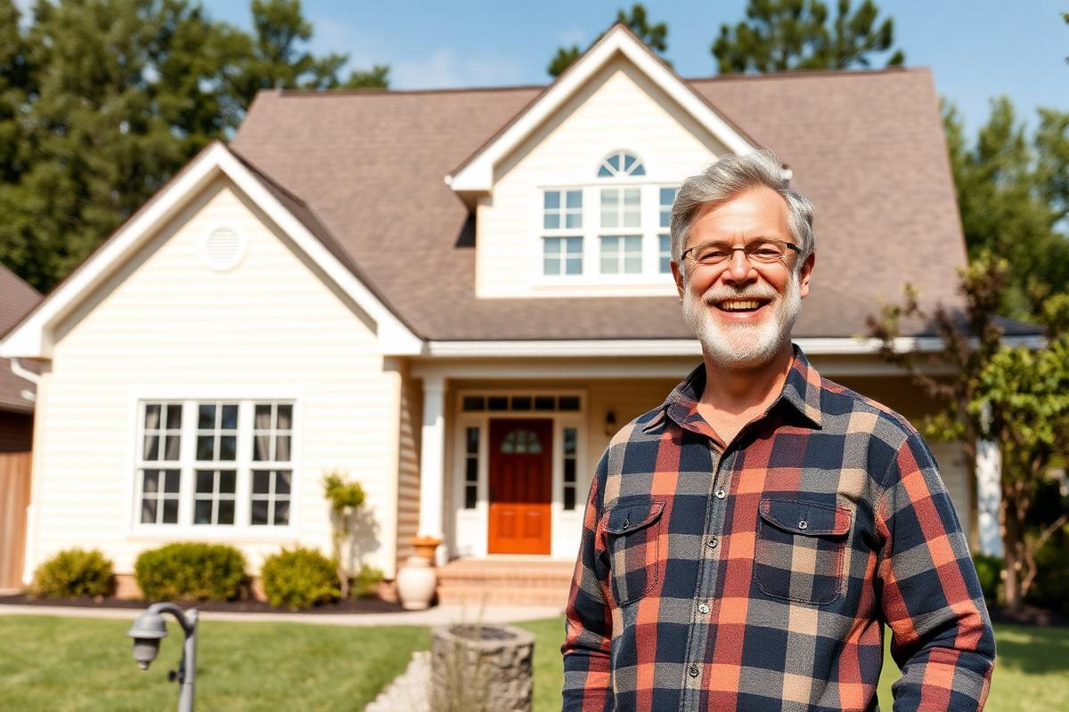 Happy homeowner with new roof